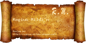 Regius Milán névjegykártya