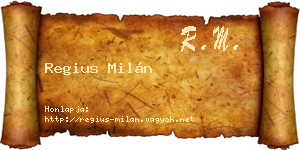Regius Milán névjegykártya
